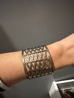 Emily Maynard Vintage-Inspired Geometric Cutout Bracelet in Antique Brass